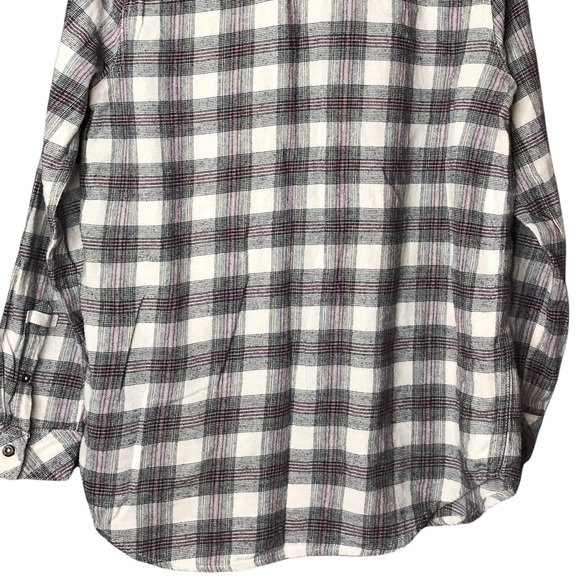 Women’s Large Roots Canada Plaid Tartan Tunic Pullover Popover Shirt Top - Picture 13 of 14